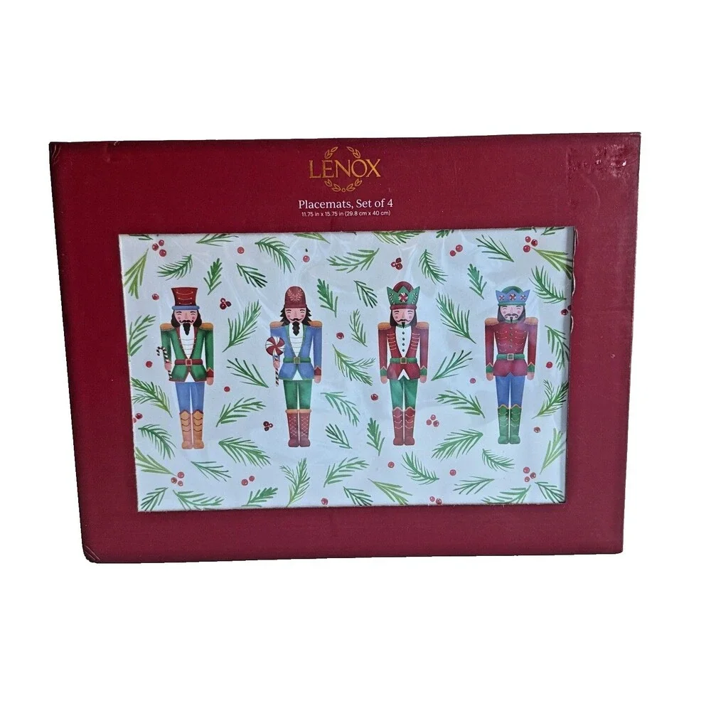 Lenox Christmas Bayberry Nutcracker Placemats Hardboard Cork Set of 4 Boxed